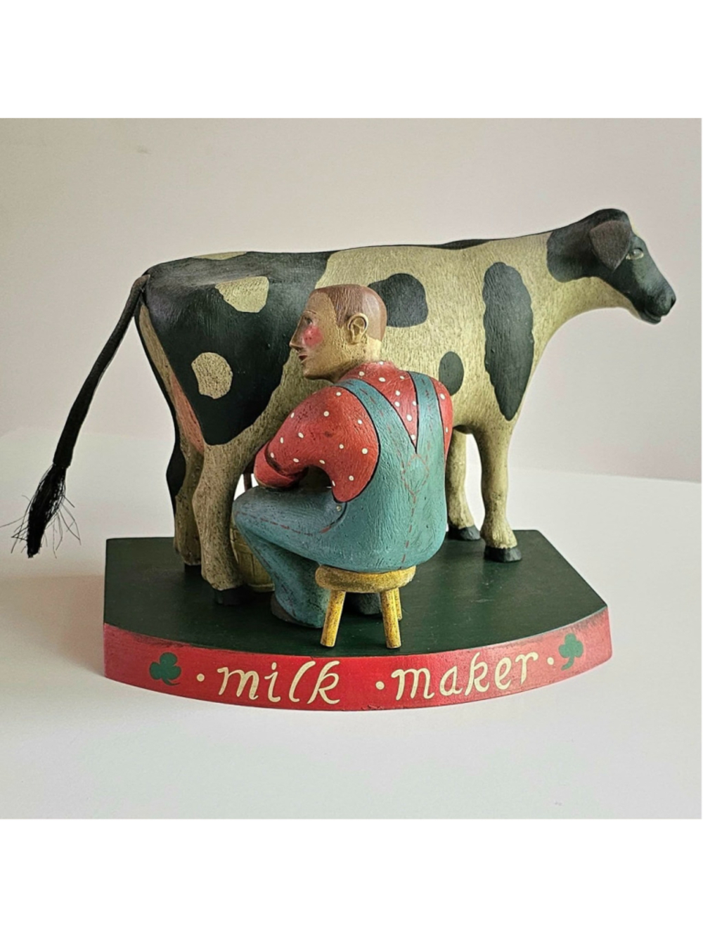 Leo R Smith III Folk Art MILK MAKER Cow Sculpture Signed Ltd Ed 520/5000 AS IS